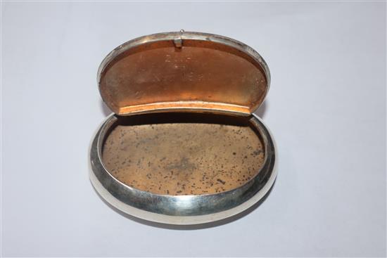 A George V silver tobacco box, a silver pill box, Italian 800 pill box, one other box and a silver mounted photograph frame.